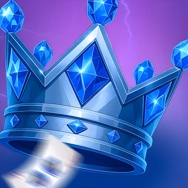 Silver crown set with blue gems against a glowing background, symbolizing VIP loyalty rewards at 777Bet Casino.
